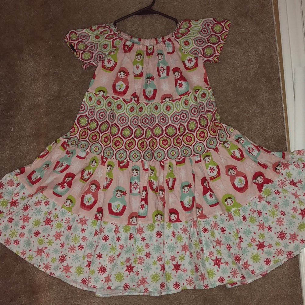 Blu Moon Matroyshka doll print Holiday Twirl dress